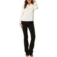 thumbnail image 2 of INSPIRE CHIC Women's Office Tie V Neck Long Sleeve Elegant Blouse Shirt L White, 2 of 6