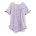thumbnail image 4 of Womens Tops Striped Puff Sleeve Stand Collar Loose Blouse Spring Summer Shirts for Women Purple 2Xl, 4 of 6