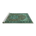 thumbnail image 2 of Ahgly Company Machine Washable Indoor Rectangle Medallion Turquoise Blue Traditional Area Rugs, 6' x 9', 2 of 4