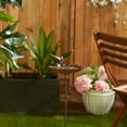 thumbnail image 2 of Flower Shaped Birdbath with small bird Bronze Cast Iron 5.75x5.75x29, 2 of 4