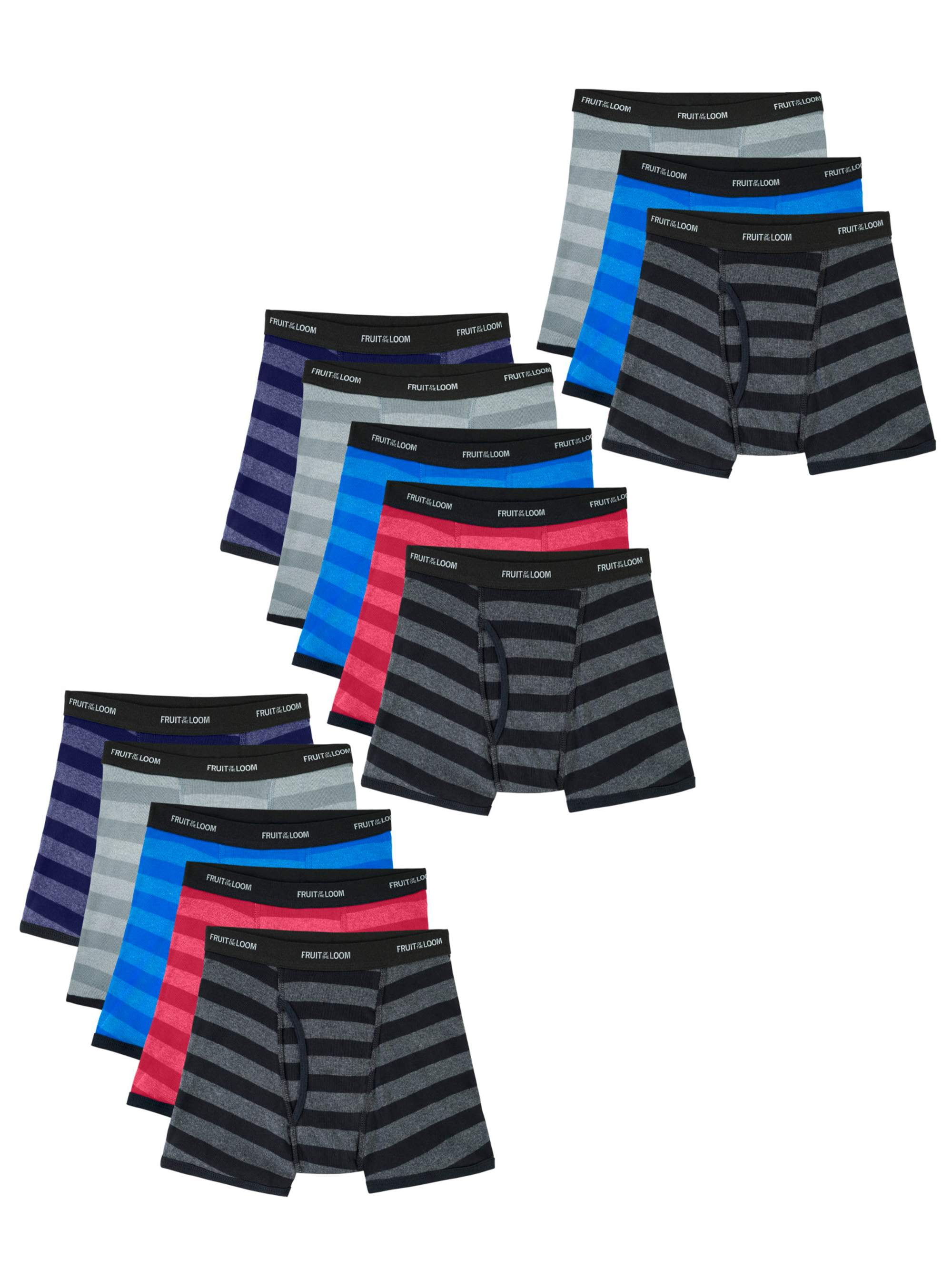 Fruit of the Loom Boys Underwear Ringer Stripe Boxer Briefs, 10+3 Bonus