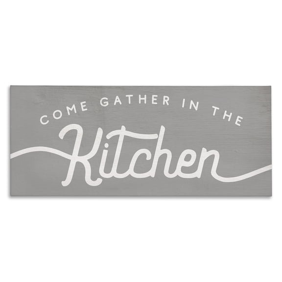 Stupell Industries Farmhouse Gather in the Kitchen Sign Rustic Family Phrase Canvas Art, 24 x 10, by Lil' Rue