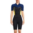 thumbnail image 1 of Trajes de neopreno Pareja Traje de buceo Traje de baño de una pieza con cremallera frontal Pantalones cortos de manga corta Transpirable Deportes Buceo Skins Traje de surf Mujer amarillo S 1.5MM AweSitey OD003629-13, 1 of 5