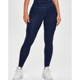 thumbnail image 3 of ChicMe Leggings for Women Solid Color High Waist Tummy Control Butt Lifting Denim Look Stretchy Womens Yoga Pants with Flap Pockets Dark Blue-L, 3 of 6