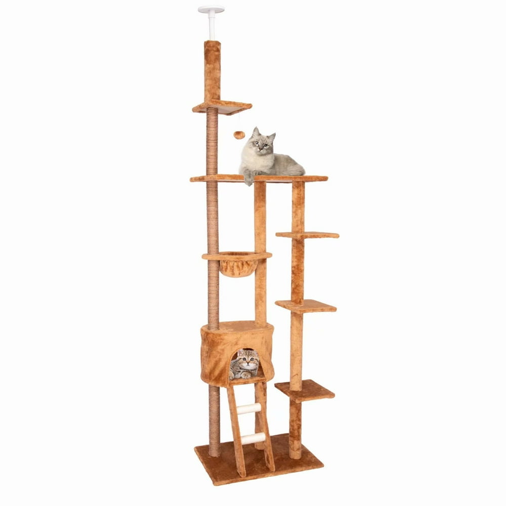 Kinbor 98''116'' Large Cat Tree Condo Multilevel Kitten Tower Wooden