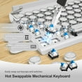 thumbnail image 3 of Retro Typewriter Wireless Mechanical Gaming Keyboard, Bluetooth 5.0 Office Computer Vintage Keyboards 83-Key Blue Switches Punk Round Keycap, LED Backlight, Compatible with PC/Laptop/Pad/Phone, White, 3 of 7