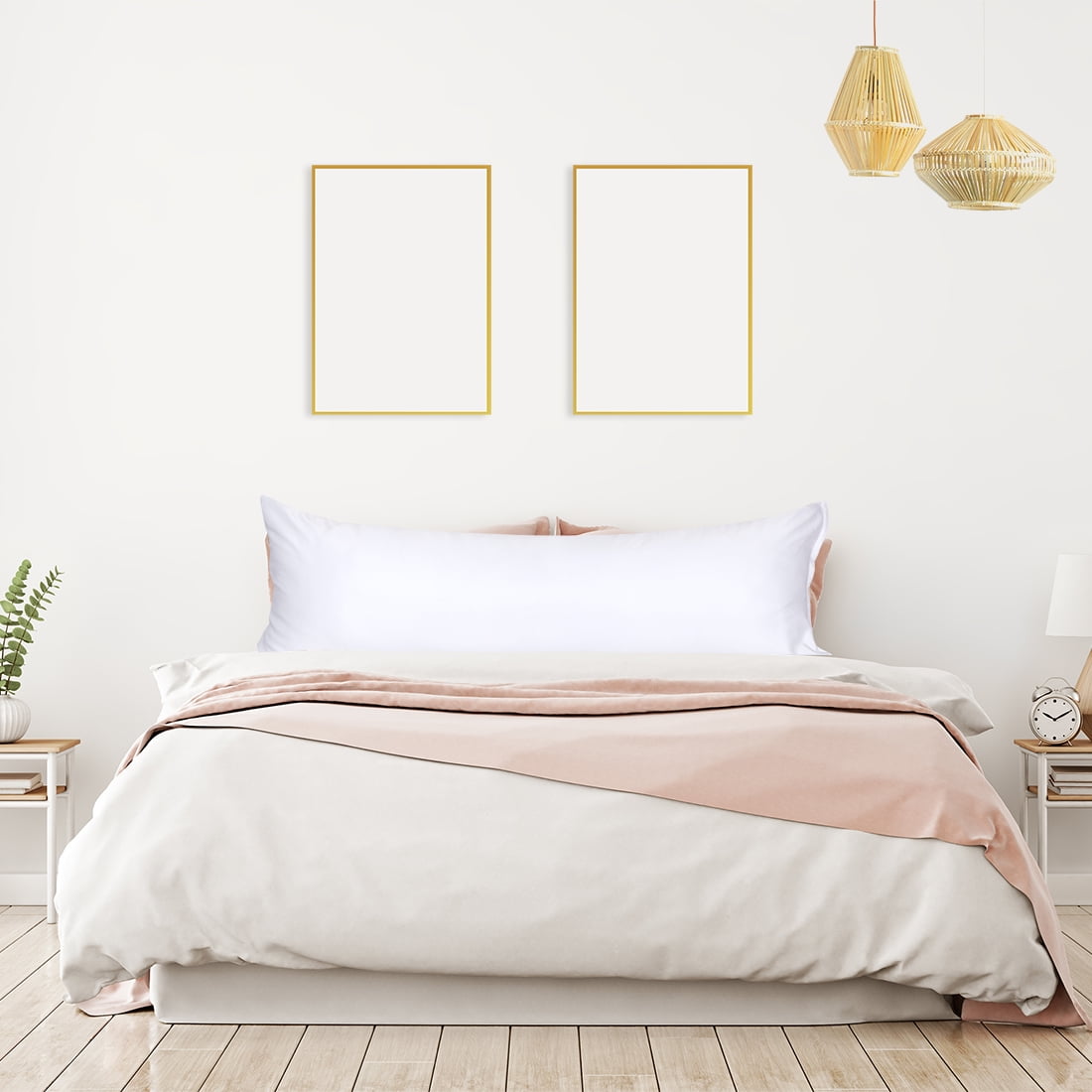 Unique Bargains Silky Satin Zippered Body Pillow Cover, 21" x 72", White