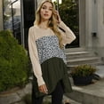 thumbnail image 4 of Women's Long Sleeve Color Block Tunic Top with Leopard Print Detail - Small, Light Beige, 4 of 4