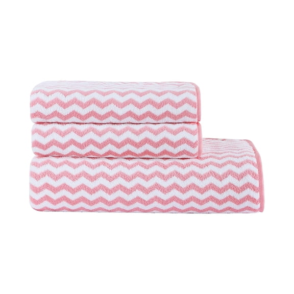 Spread Spain Microfiber 1 Bath & 2 Hand Towels 1000 Gsm | Extra Soft Plush & High Absorbent Towel For Gym & Workout - Pack Of 3 (Pink)