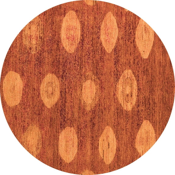 Ahgly Company Indoor Round Abstract Orange Modern Area Rugs, 4' Round