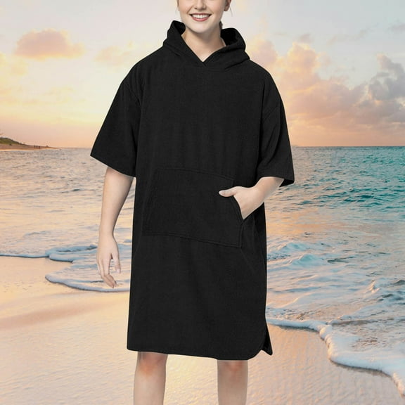 Ailaofu Surf Poncho Men & Women Towel Poncho Adult with Hood, Thick Quick Dry Changing Poncho Towel, Microfiber Wearable Cover Up for Surfing Beach Swim - Absorbent Changing Towel