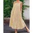 thumbnail image 2 of sicmoss Women's Khaki Boho Plaid Sleeveless U-Neck Maxi Dress for Women Casual Loose Fit Cotton Linen Long Sundress Side Pockets Flowy A-Lin, 2 of 4