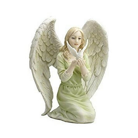 Angel Kneeling with Dove in Hands Statue Sculpture