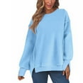 thumbnail image 5 of Loopsun Womens Winter Tops, Sweatshirts for Women, Women's Casual Fleece Solid Color Long Sleeve Warm Jacket Sweatshirt Top Light Blue, L, 5 of 5