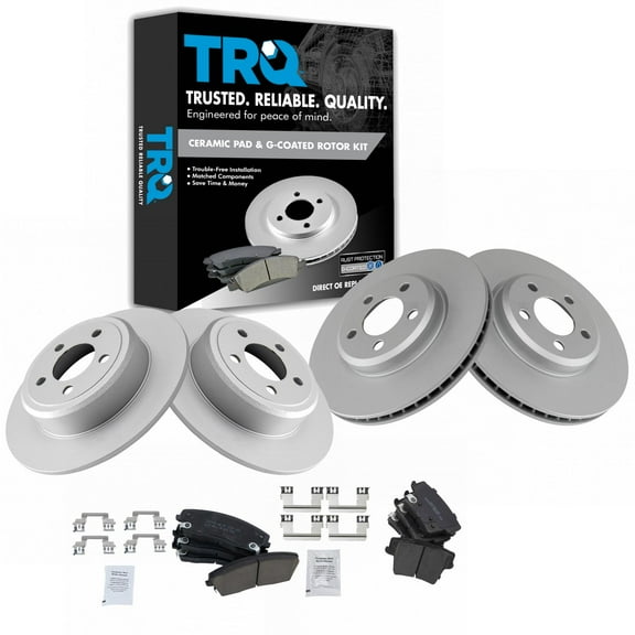 TRQ Front and Rear Brake Pad & Rotor Kit Brake Pads Brake Rotor Ceramic Premium G-Coated Fits Select 2005-2020 Chrysler 300 2009-2020 Dodge Challenger 2006-2020 Charger 2005-2008 Magnum