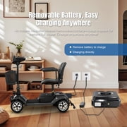 ROBTWOK 4-Wheel Folding Mobility Scooter for Seniors & Adults, 15 Miles Long-Range, Heavy-Duty 330 lbs Loading Capacity, Compact Travel Design with Removable Battery