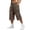 Brown, variant on Men's 3/4 Cargo Pants Below Knee Wide Leg Cropped Trousers Elastic Waist Drawstring Flap Pockets Capris for Skateboard Streetwear, Khaki, XXL