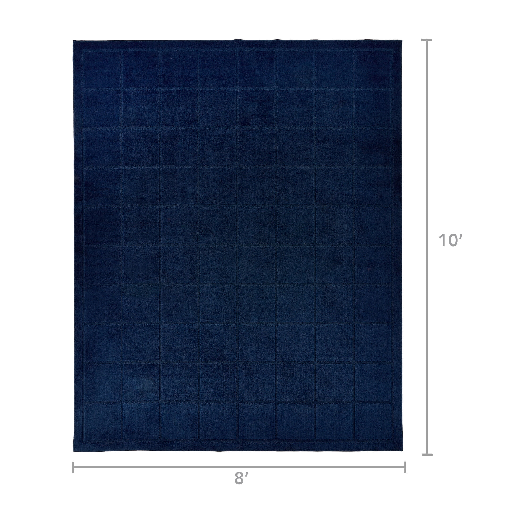 Mainstays Solid High Low Tufted Grid Navy Blue Indoor Area Rug, 8' x 10'