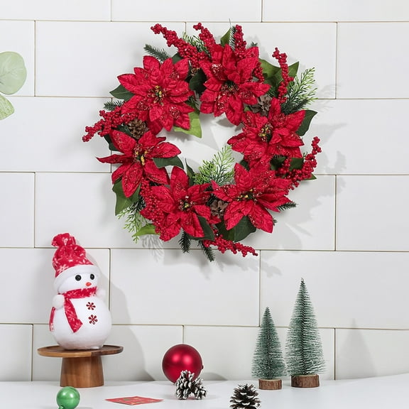 Christmas Wreath under $5! Cagogo Christmas Wreath with Red Berries, Artificial Pine Christmas Wreath for Front Door, Holiday Door Hanger Decor, Festive Christmas Porch Decor, Traditional Red and