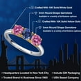 thumbnail image 2 of Gem Stone King 10K Two Tone Gold Blue Created Sapphire and Pink Moissanite Engagement Ring for Women | 1.60 Cttw | Round 5MM | Gemstone September Birthstone | Size 8, 2 of 6