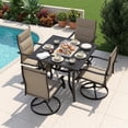 thumbnail image 4 of LOGYAT 5-Piece Weatherproof Patio Dining Set, 4 Padded Textilene Swivel Rocking Chairs, Black Slat Metal Table with Umbrella Hole, Rustproof Heavy-Duty Furniture for Porch, Deck, Backyard, 4 of 7