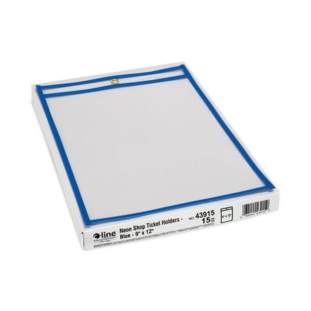 C-Line 43915 9 in. x 12 in. Inserts Top Load Super Heavy Stitched Shop Ticket Holders - Clear (15/Box)