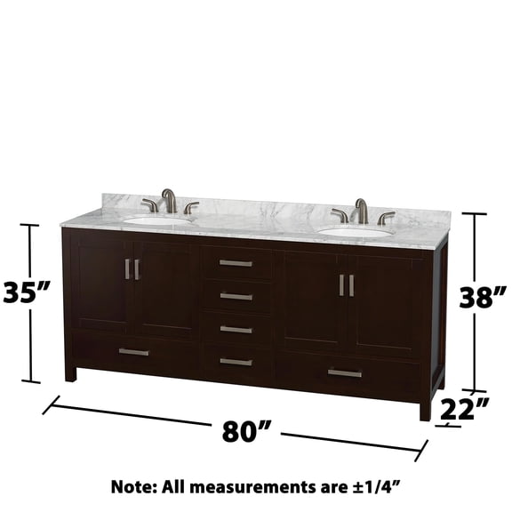 Wyndham Collection Sheffield 80" Wood Double Bathroom Vanity in Espresso/White