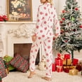 thumbnail image 7 of LINGLANG Christmas Pajamas For Women Set Flannel Long Sleeve Button Down Top With Long Pants Comfortable Cozy Nights Xmas Print Pjs Sleepwear Loungewear Nightwear Nightclothes Homewear, 7 of 7