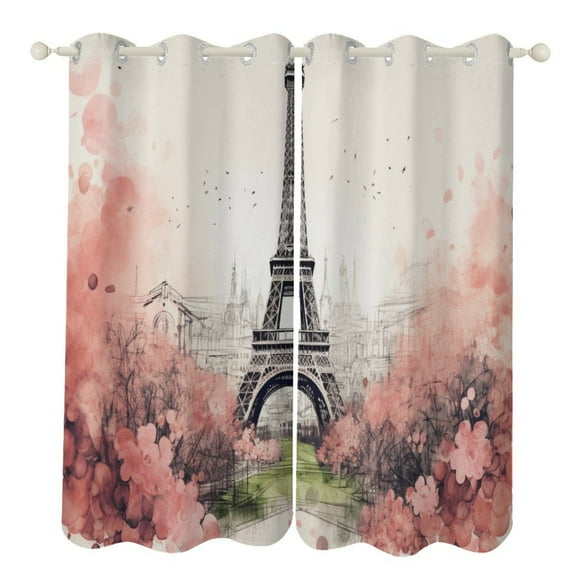 Eiffel Tower Modern Window for Living Room Curtains for Child Bedroom Kitchen Decor Blinds Drapes