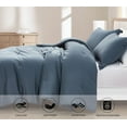 thumbnail image 4 of Chezmoi Collection Cliff 3-Piece Lightweight Cooling Comforter Set, Queen- Rayon Derived from Bamboo & Polyester Blended, Soft Breathable Bedding for Hot Sleepers, Steel Blue, 4 of 9