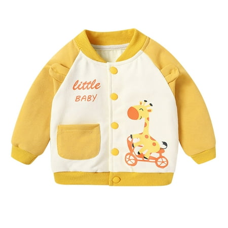 

Toddler Boys Cartoon Animals Long Sleeve Print Letter Baseball Coats Outer Outwear Outfits Clothes