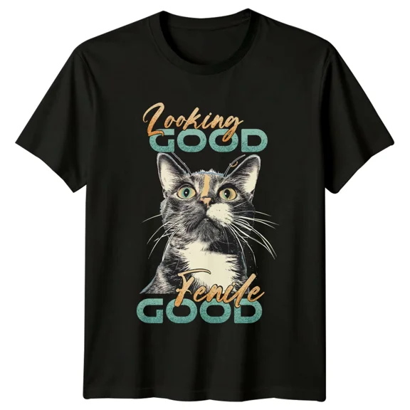 Looking Good Feeling Good Cat Portrait Graphic T-Shirt