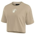 thumbnail image 2 of Women's Fanatics Khaki Miami Heat Elements Super Soft Boxy Cropped T-Shirt, 2 of 7