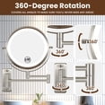 thumbnail image 4 of 8 in. Wall-Mount LED Lighted Makeup Mirror, 1X/10X Double-Sided Magnifying Bathroom Mirror with Rechargeable Battery, Brushed Nickel, 4 of 7
