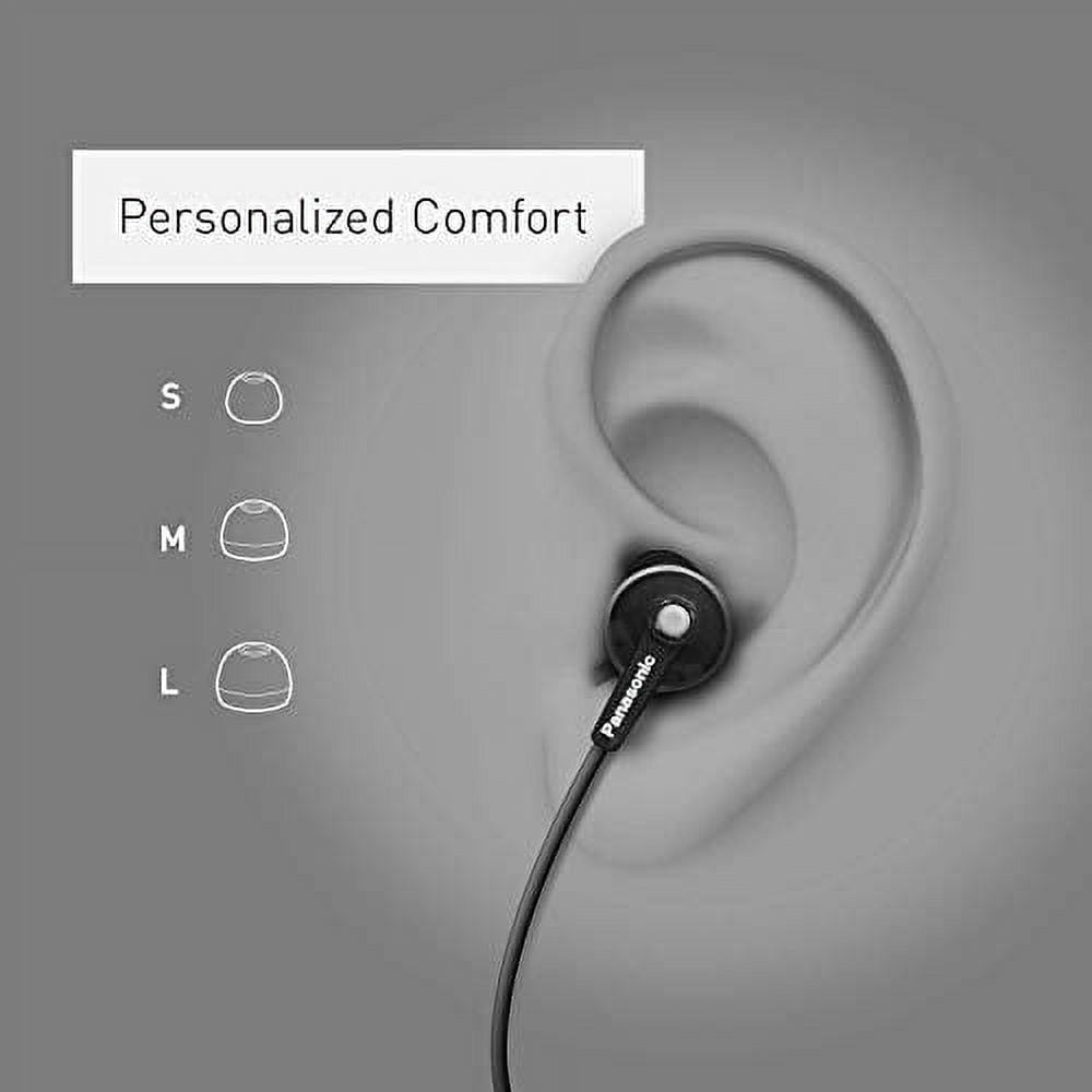 Panasonic ErgoFit Earbud Headphones with Microphone and Neodymium Drivers, RP-TCM125 (Matte Black), RP-TCM125-KA
