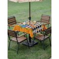 thumbnail image 3 of Outdoor Tablecloth with Umbrella Hole and Zipper, Thanksgiving Pumpkin Square Table Cloth 60x60 Inch Waterproof Tablecloth, Fall Straw Man Leaves Farmhouse Plaid Picnic Table Cover for Patio Camping, 3 of 7