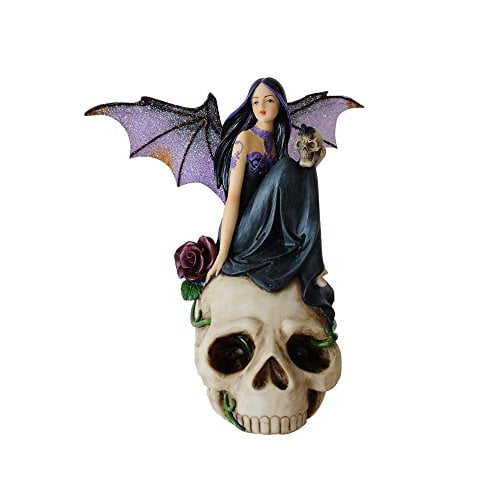 Comfy Hour Fairyland Collection 7‚Äù Dark Fairy Witch on Skull Figurine, Home Decoration and Collectibles, Polyresin