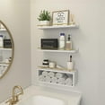 thumbnail image 2 of Floating Shelves with Cube Shelf, Wall Shelves with Metal Rail for Bathroom Decor, Over Toilet Bathroom Organizers and Storage, Toilet Paper Holder - White&Gold, 2 of 12