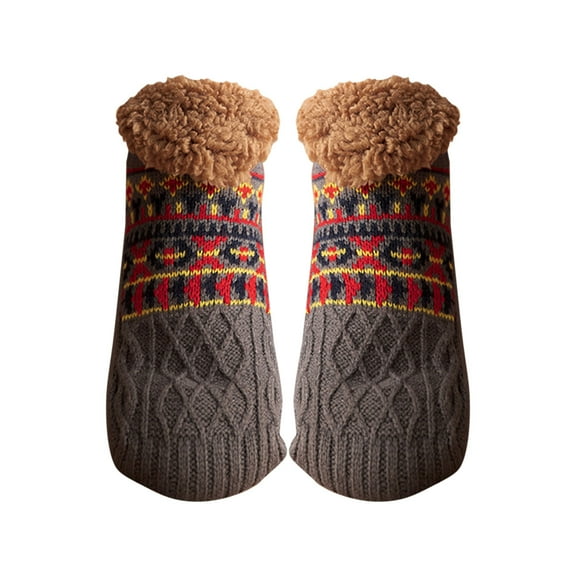 EnJoCho Men'S And Women'S Christmas Slippers Socks With Soft Comfortable Wool Lined Socks Warm And Fluffy Non Slip Socks In Winter Women'S Cozy Thermal Lined Socks