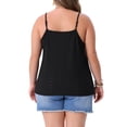 thumbnail image 3 of FAB CURVES Women's Plus Size Cami Eyelet Hollow Jersey V Neck Sleeveless Spaghetti Straps Summer Casual Camisole Tops 4X Black, 3 of 6