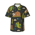 thumbnail image 2 of Picia Funny Sloths In The Forest Gentle Cotton Regular Fit Short Sleeve Casual Hawaiian Shirt for Men-Large, 2 of 9