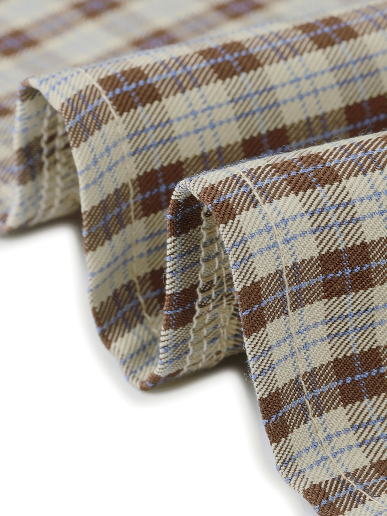 DARING DIVA Women's Check Ruffle Neck Button Down Long Sleeve A-Line Dress XS Brown Khaki