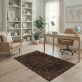 thumbnail image 2 of ODIKA 4'x6' Orange And Black Ornate Center Scrolling Washable Area Rug Emblem Vine Border Symmetrical Layout Ornamental Balanced for Home Office, Under Desk, Non-Slip Chair-Friendly, Flatwoven, 2 of 6