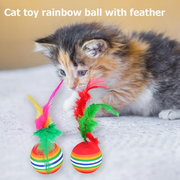 12 Uds. Gatos encantadores, pelota de juguete de colores arcoíris, juguetes de actividad, suministros para mascotas Sywqhk Libre de BPA