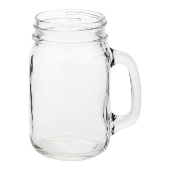Restaurantware-16 Ounce Mason Jars With Handle, 10 Dishwasher Safe Mason Jar Mugs - Scratch Resistant, Lead Free, Clear Glass Drinking Glass Jars, For Cocktails, Sodas, Shakes, Or Juices