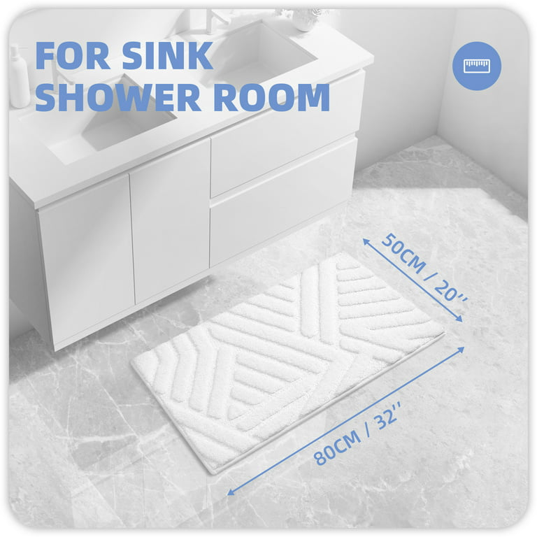REINDEER FLY Bathroom Rug, Soft Absorbent Bathroom Mat, Non Slip Shag Bath  Rug, Machine Washable Bath Mat, 20x 32 , Gray
