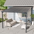 thumbnail image 2 of 10' x 10' Outdoor Pergola for Patio, Wall-Mounted Lean-To Pergola with Galvanized Steel Roof, Heavy-Duty Metal Pergola Shelter for BBQ, Backyard & Family Gatherings, Black, 2 of 8
