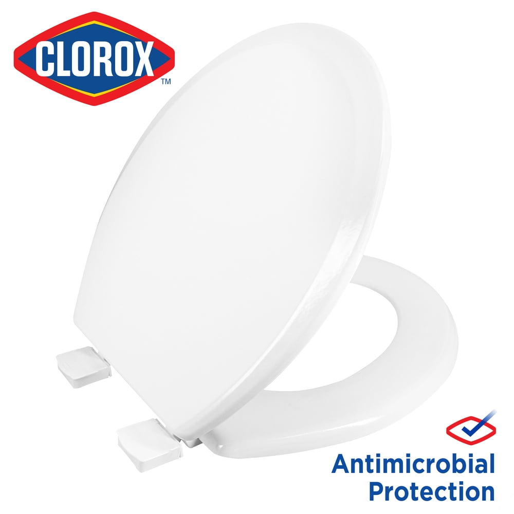 Clorox Antimicrobial Round Beveled Wood Toilet Seat with EasyOff