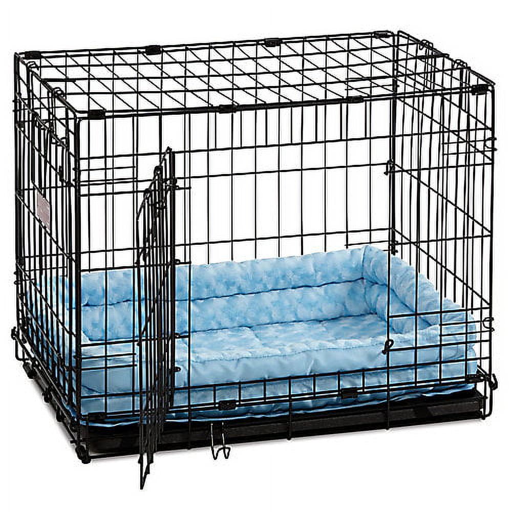 Midwest Homes for Pets QuietTime Double Bolster Dog Bed & Crate Mat Blue, 30 Inch