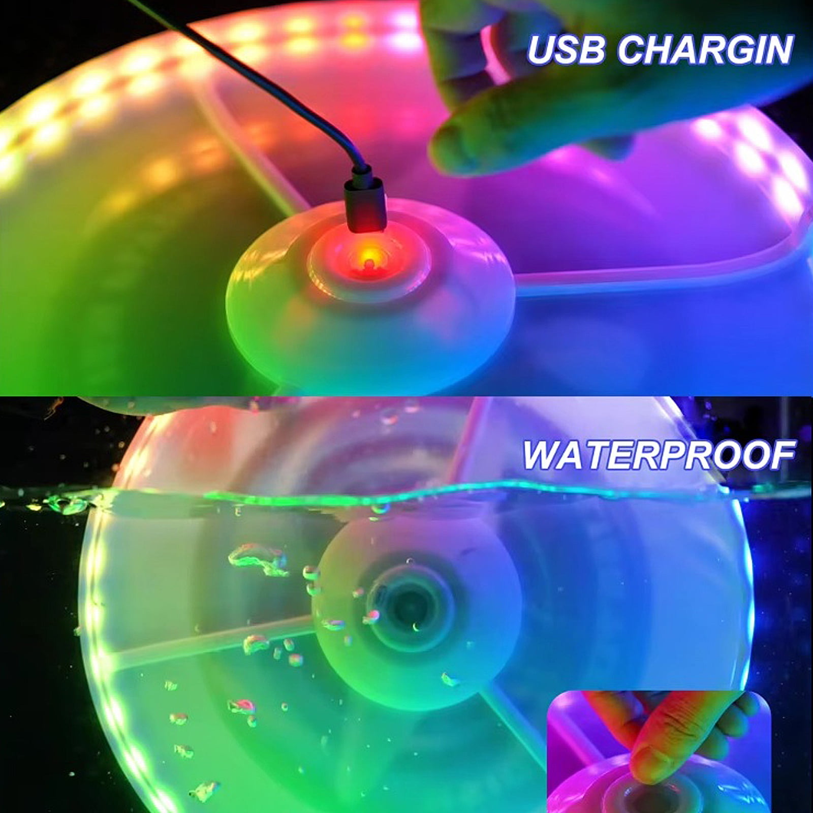 Notus Flying Ring 175g Ultimate Frisbee with 38 LED or 360 LEDs – Million Colors RGB Rechargeable Flying Disc, 12 Lighting Modes, Waterproof Outdoor Sports Game, Night play & backyard Fun White
